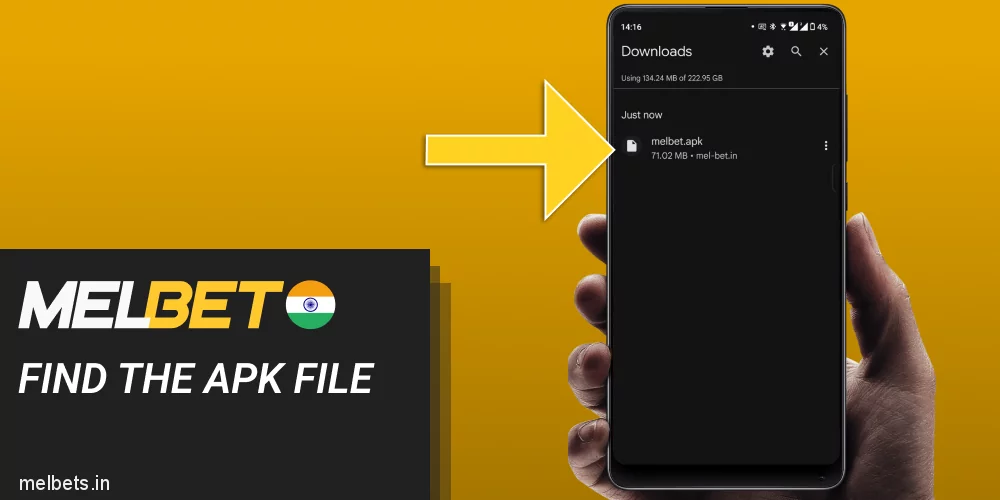 Find the Melbet APK file