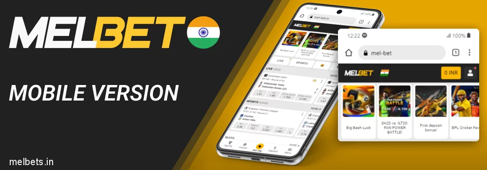 Mobile version of the Melbet website