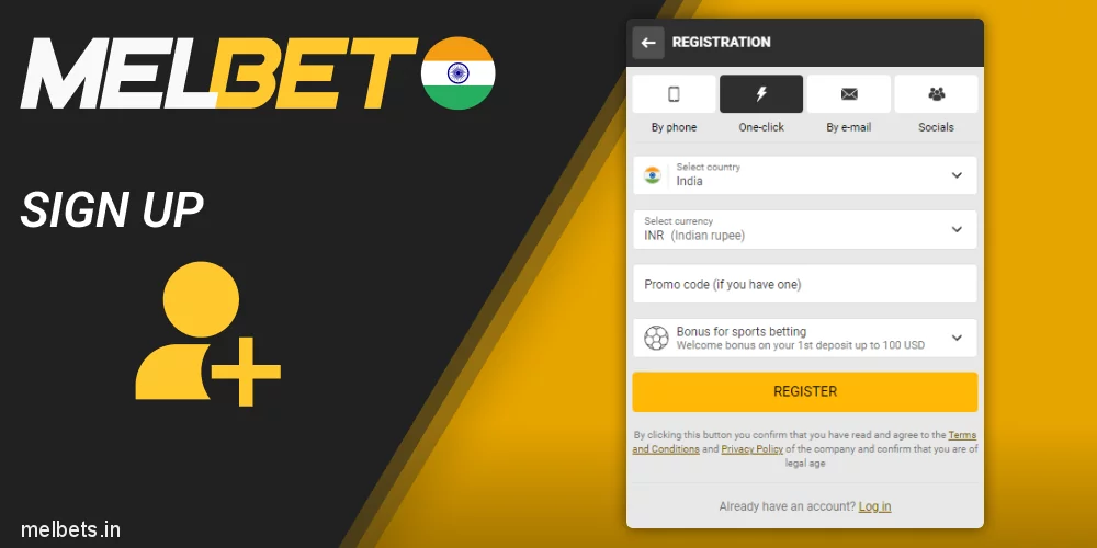 Registration process in Melbet mobile App