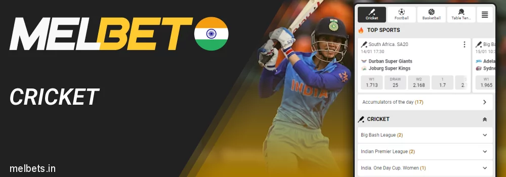 Bet on Cricket in Melbet app