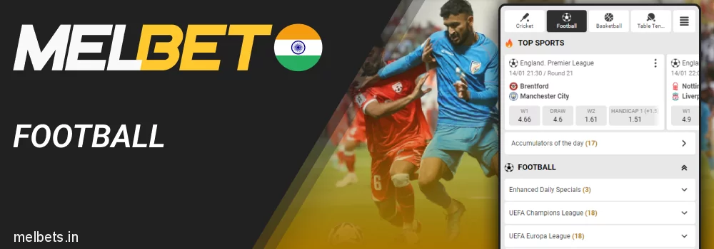 Bet on Football in Melbet app
