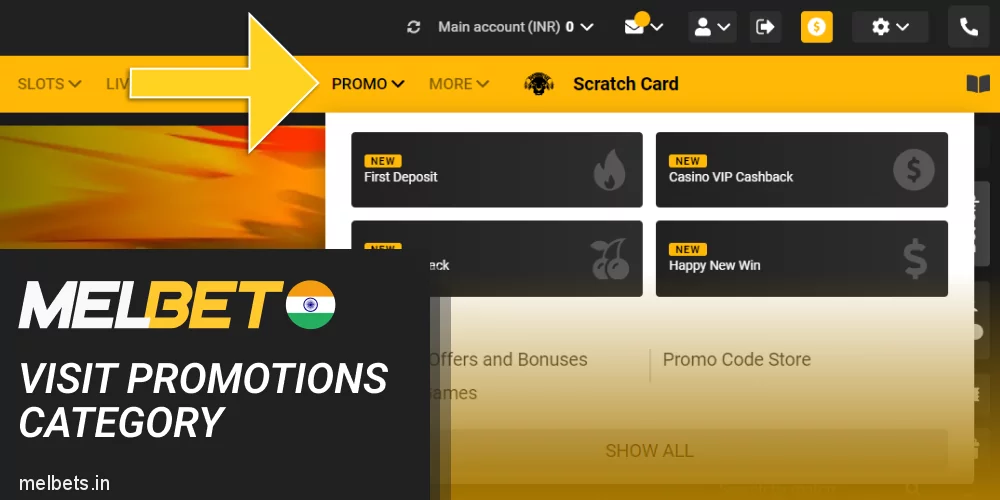 Go to the Melbet Promotions category