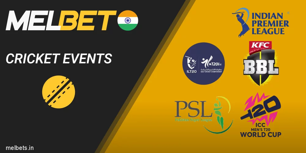 Cricket events available on Melbet India