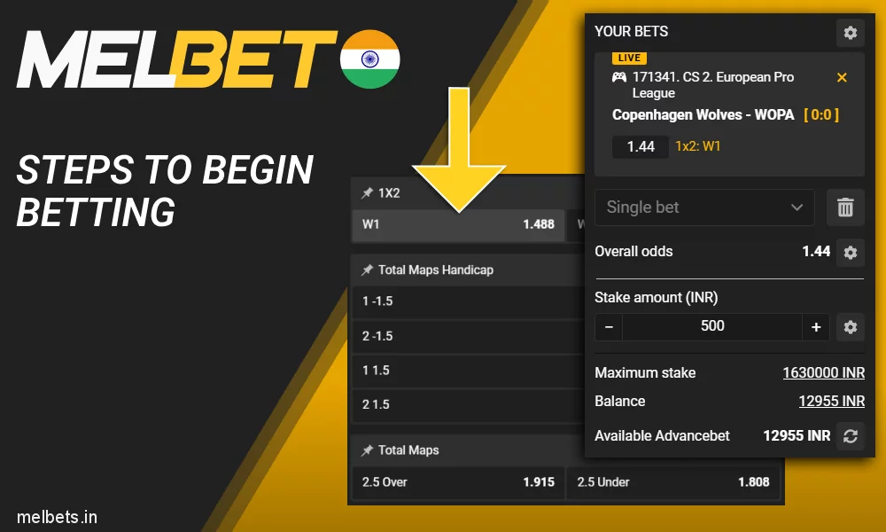 Instruction on how to place a bet on eSports at Melbet