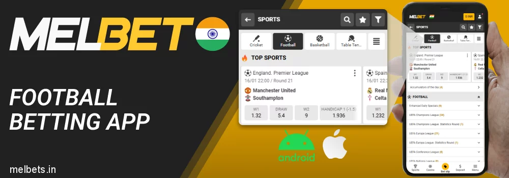 Bet on football via Melbet mobile app