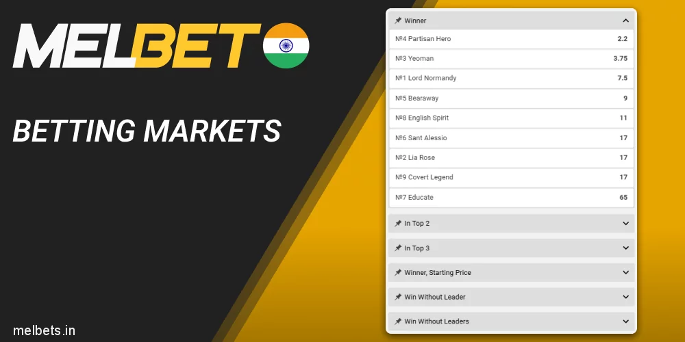 Horse Racing Betting Markets at Melbet IN