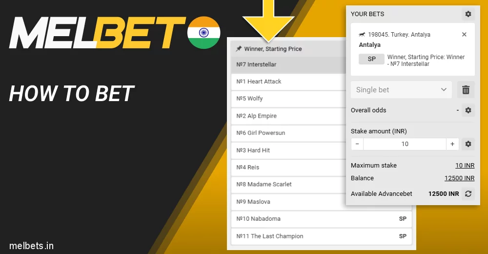Instruction on how to place a bet on Horse Racing at Melbet