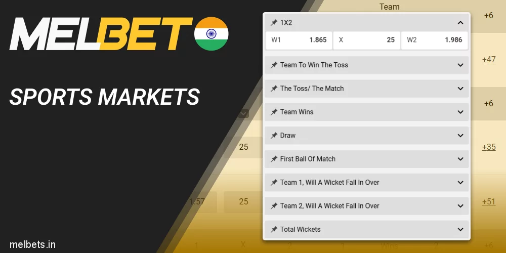 Sports Markets to Bet on IPL at Melbet sportsbook
