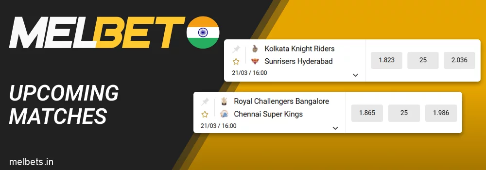 Upcoming Matches of IPL at Melbet IN