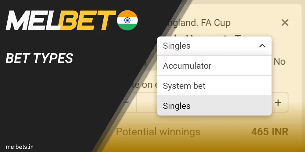 3 bet types in Melbet - Single, Express, System