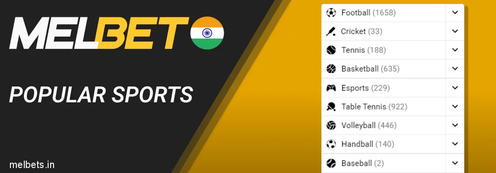 Available sports for betting on Melbet in India