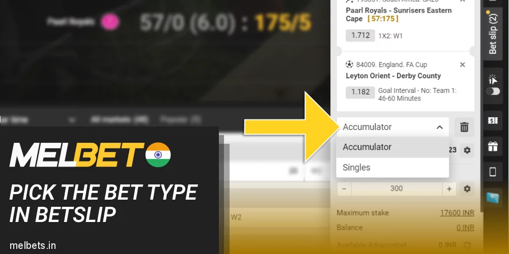 Open the Melbet betslip