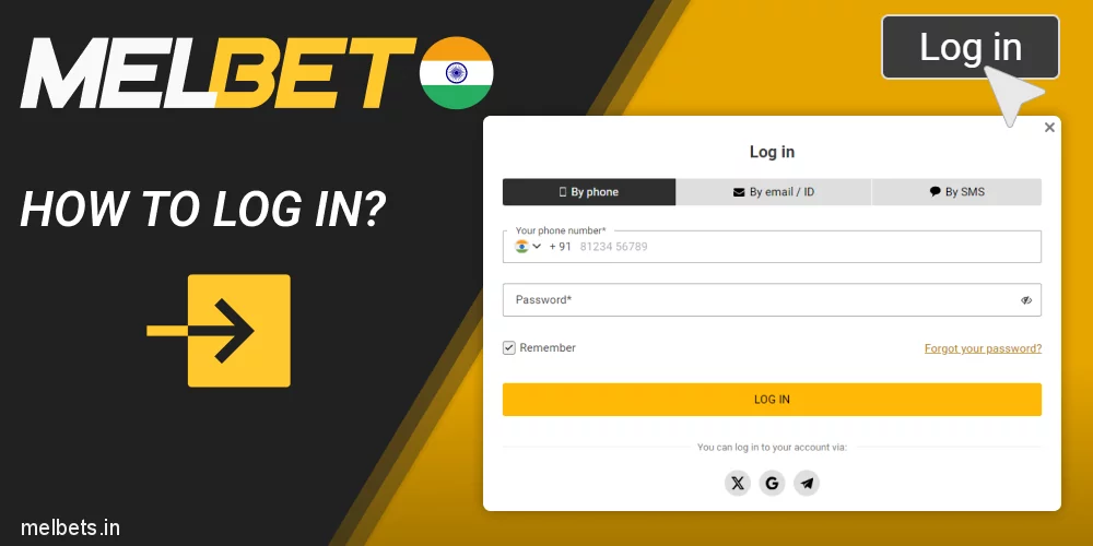Instruction on how to log in Melbet account