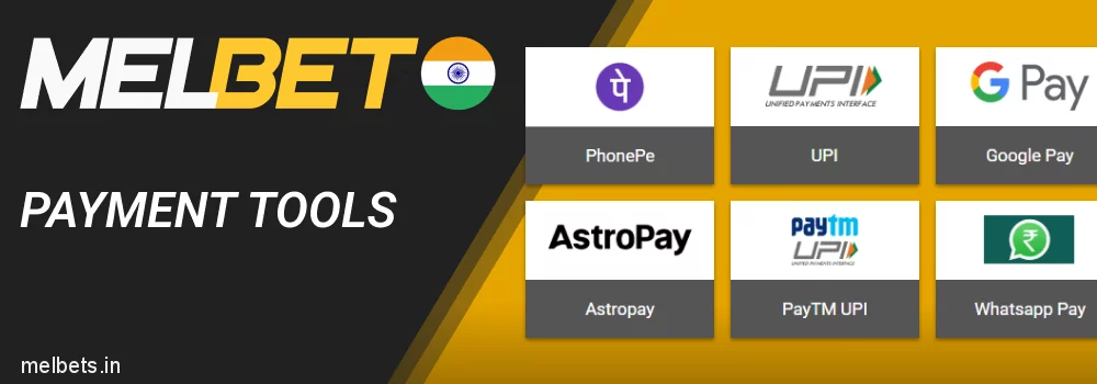 Available payment tools at Melbet IN