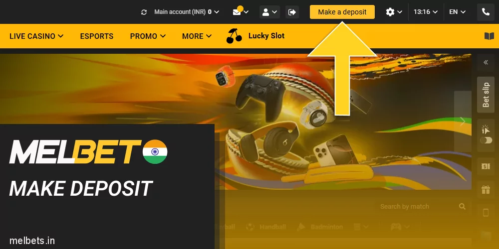 Make a deposit on Melbet India