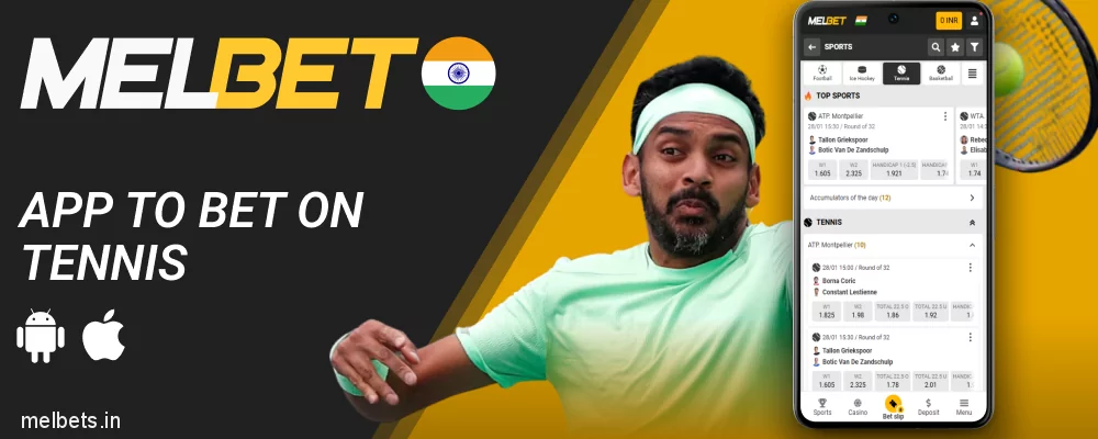Bet on Tennis via Melbet mobile app