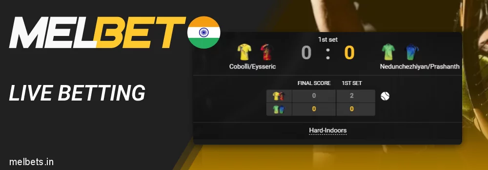 Live Tennis betting at Melbet India