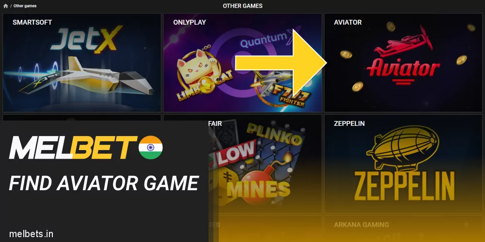 Find Aviator game at Melbet