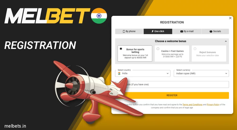 Register Melbet account to play Aviator